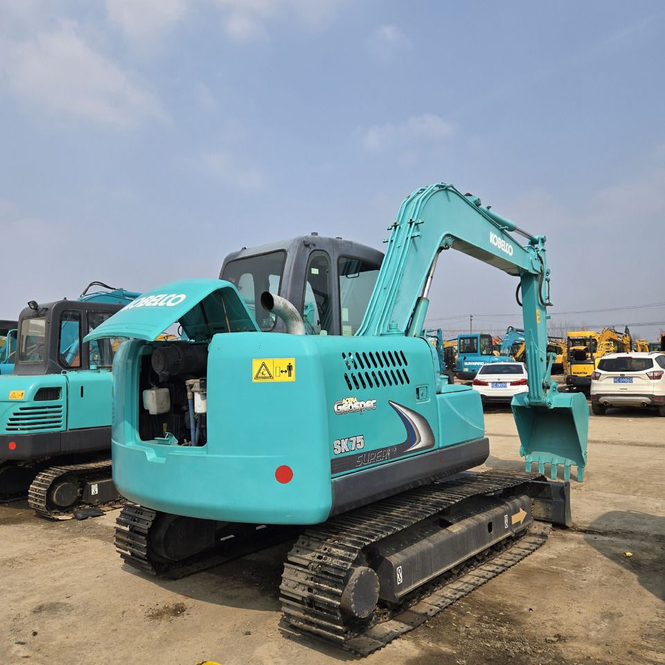 2022 Kobelco SK75-8 mini excavator, rear three-quarter view