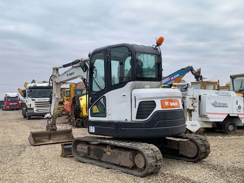 2013 Bobcat E60 mini excavator, rear three-quarter view