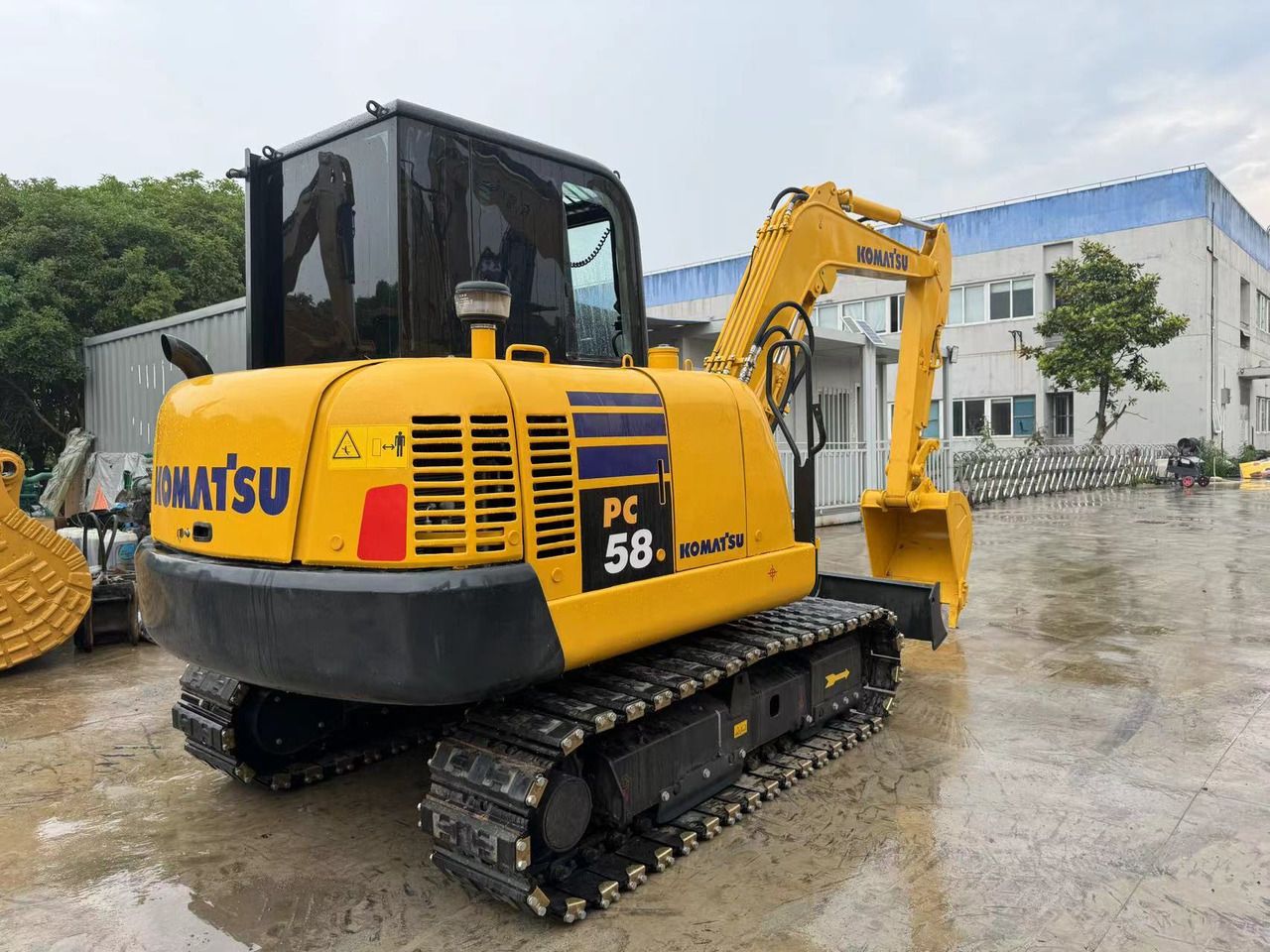 2022 Komatsu PC58 crawler excavator, rear three-quarter view