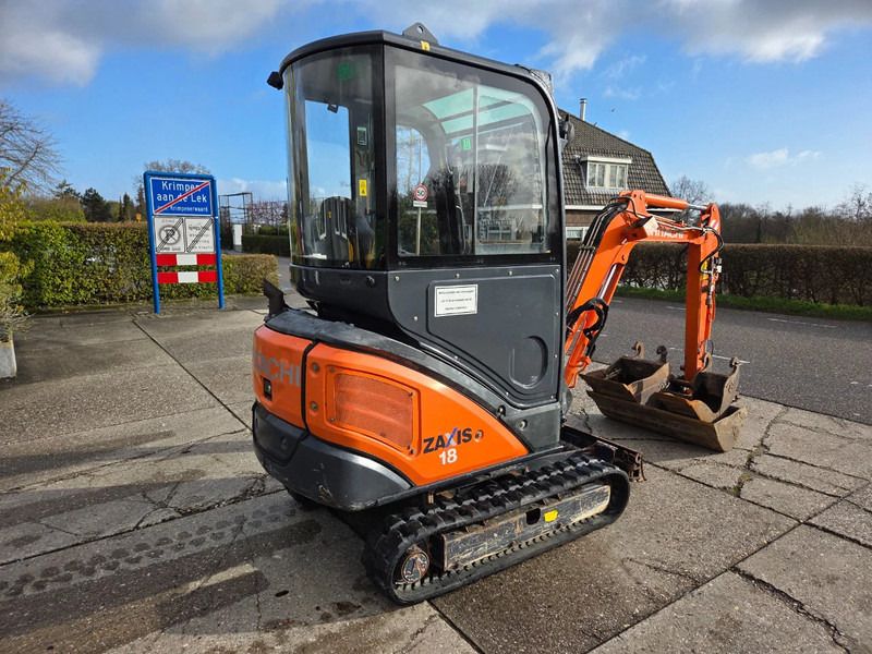2016 Hitachi Zaxis 18 mini excavator, rear three-quarter view