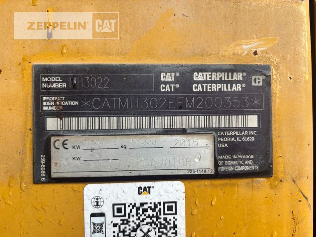 2015 Caterpillar MH3022 material handler identification plate 2015 Caterpillar MH3022 material handler identification plate