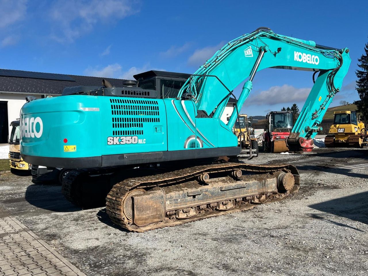 2017 Kobelco SK350 NLC-10 crawler excavator, rear three-quarter view