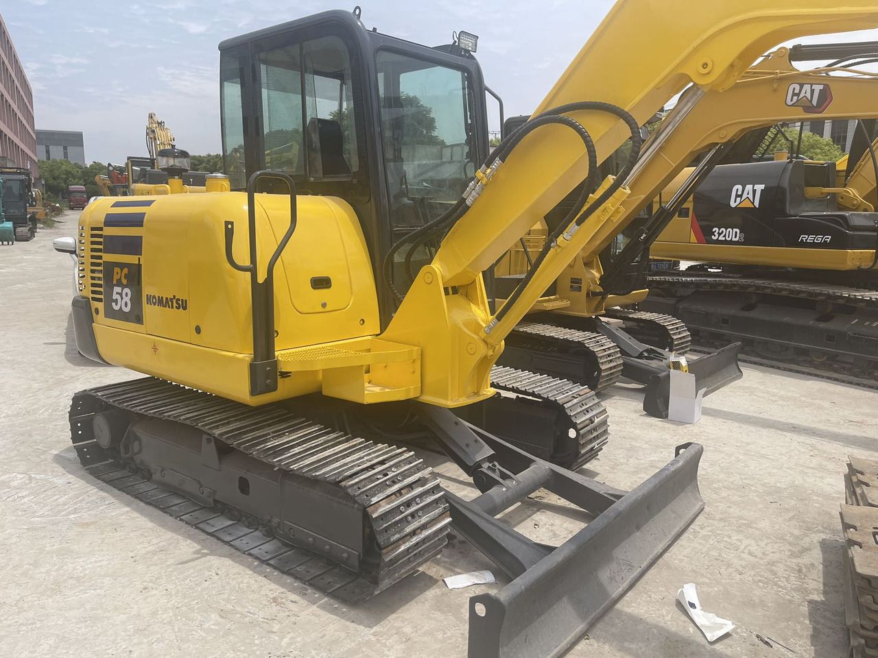 2020 Komatsu PC58 mini excavator, rear three-quarter view