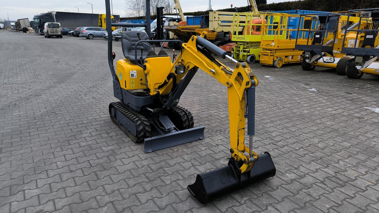 2019 Yanmar SV08– 1A(S) mini excavator, front three-quarter view