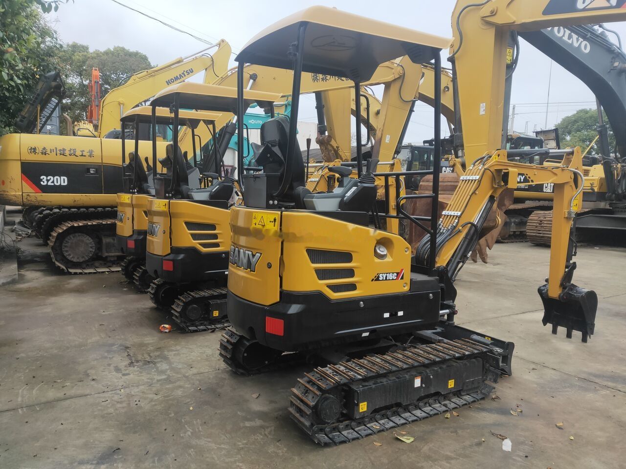 2022 Sany SY16C mini excavator, rear three-quarter view