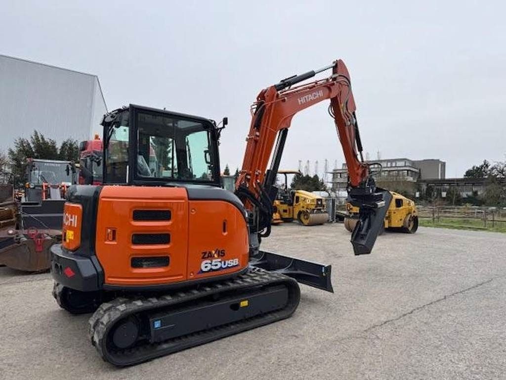 2024 Hitachi Zaxis 65USB mini excavator, rear three-quarter view
