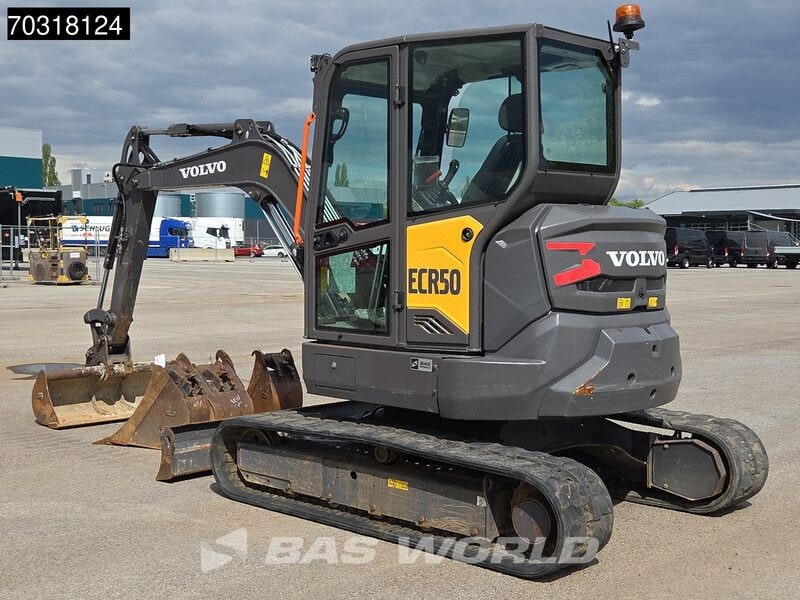 2022 Volvo ECR50F mini excavator, rear three-quarter view 2022 Volvo ECR50F mini excavator, rear three-quarter view