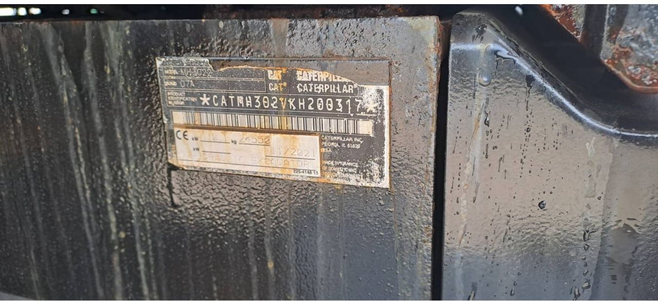 2021 Caterpillar MH3022-07 serial number plate 2021 Caterpillar MH3022-07 serial number plate