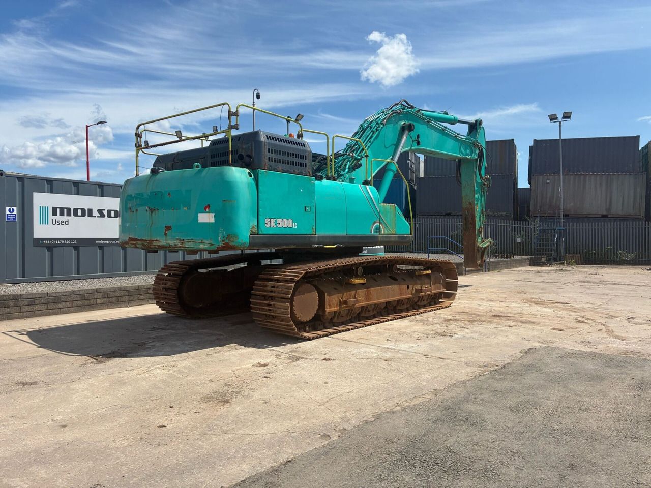 2019 Kobelco SK500LC-10 crawler excavator rear three-quarter view 2019 Kobelco SK500LC-10 crawler excavator rear three-quarter view