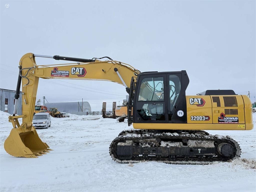 2025 Caterpillar 320D3 GC crawler excavator, side profile view 2025 Caterpillar 320D3 GC crawler excavator, side profile view