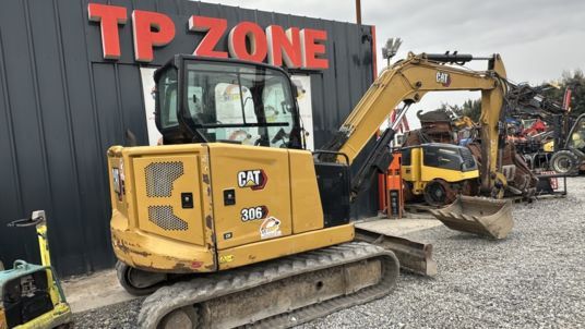 2022 Caterpillar 306CR NEXT GEN mini excavator, rear three-quarter view