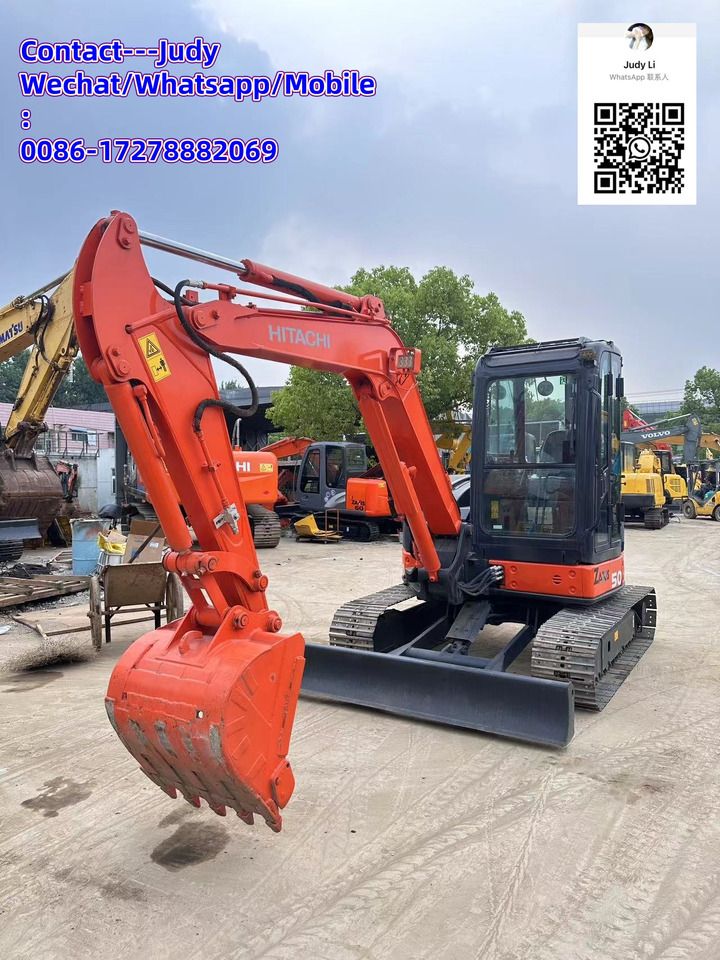 2023 Hitachi ZX50 mini excavator, front three-quarter view 2023 Hitachi ZX50 mini excavator, front three-quarter view