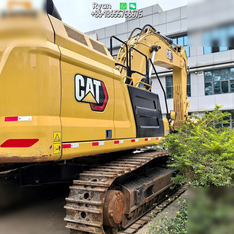 2021 Caterpillar 349 crawler excavator, rear three-quarter view 2021 Caterpillar 349 crawler excavator, rear three-quarter view