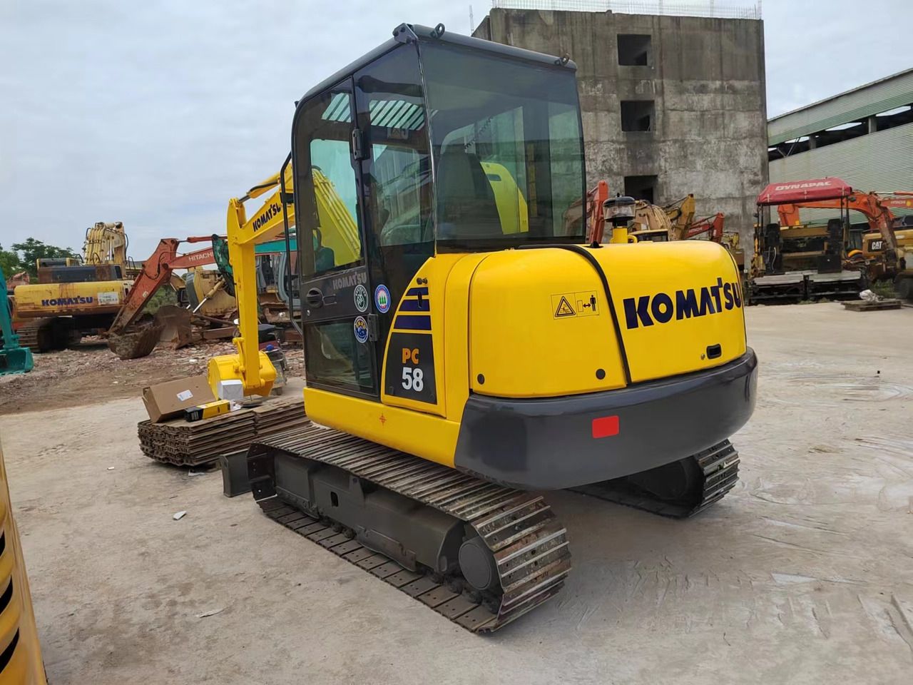 2020 Komatsu PC58 mini excavator, rear three-quarter view