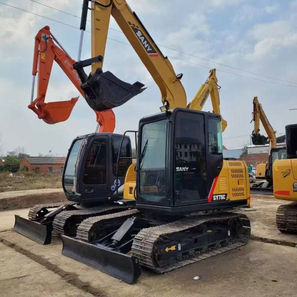 2024 Sany SY75C mini excavator, front three-quarter view