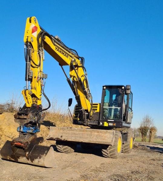 2020 Yanmar B110W wheel excavator, front three-quarter view