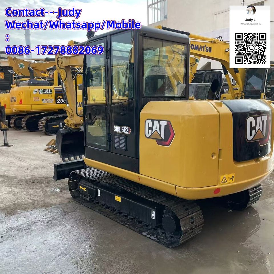 2024 Caterpillar 305.5E2 mini excavator, rear three-quarter view