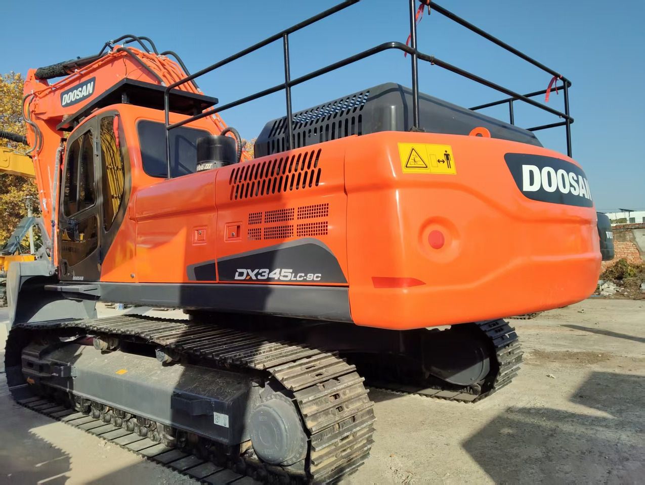 Doosan DX345LC-9C crawler excavator, rear three-quarter view Doosan DX345LC-9C crawler excavator, rear three-quarter view