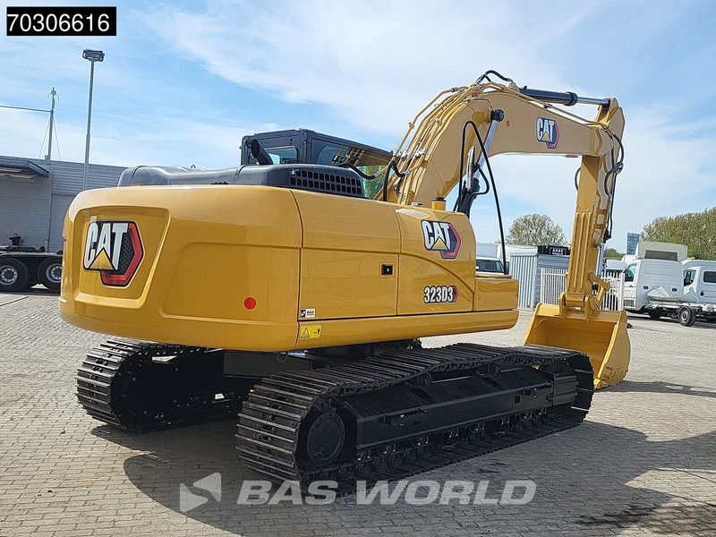 2025 Caterpillar 323D3 crawler excavator, rear three-quarter view 2025 Caterpillar 323D3 crawler excavator, rear three-quarter view