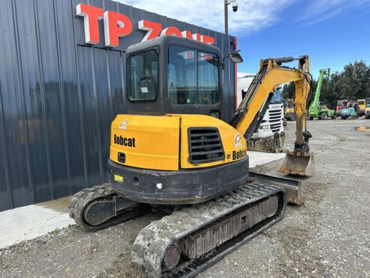 2015 Bobcat E50 mini excavator, rear three-quarter view