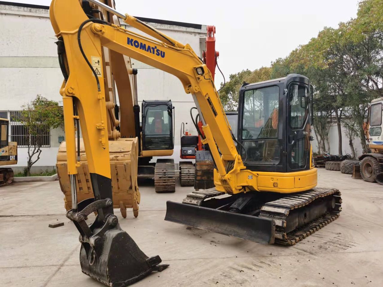 2013 Komatsu PC50MR-2 mini excavator, front three-quarter view