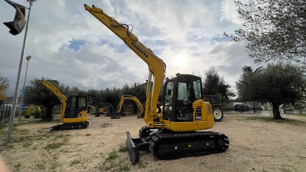 2022 Komatsu PC80MR-5 mini excavator, side profile view