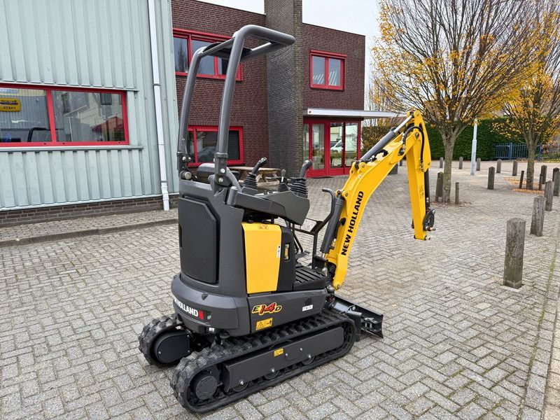 2023 New Holland E14D mini excavator rear three-quarter view