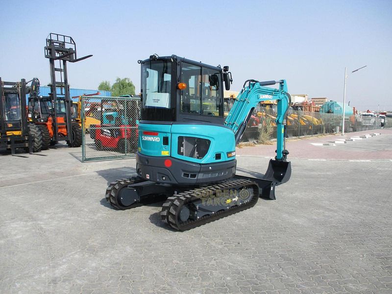2025 Sunward SWE35UF mini excavator, rear three-quarter view