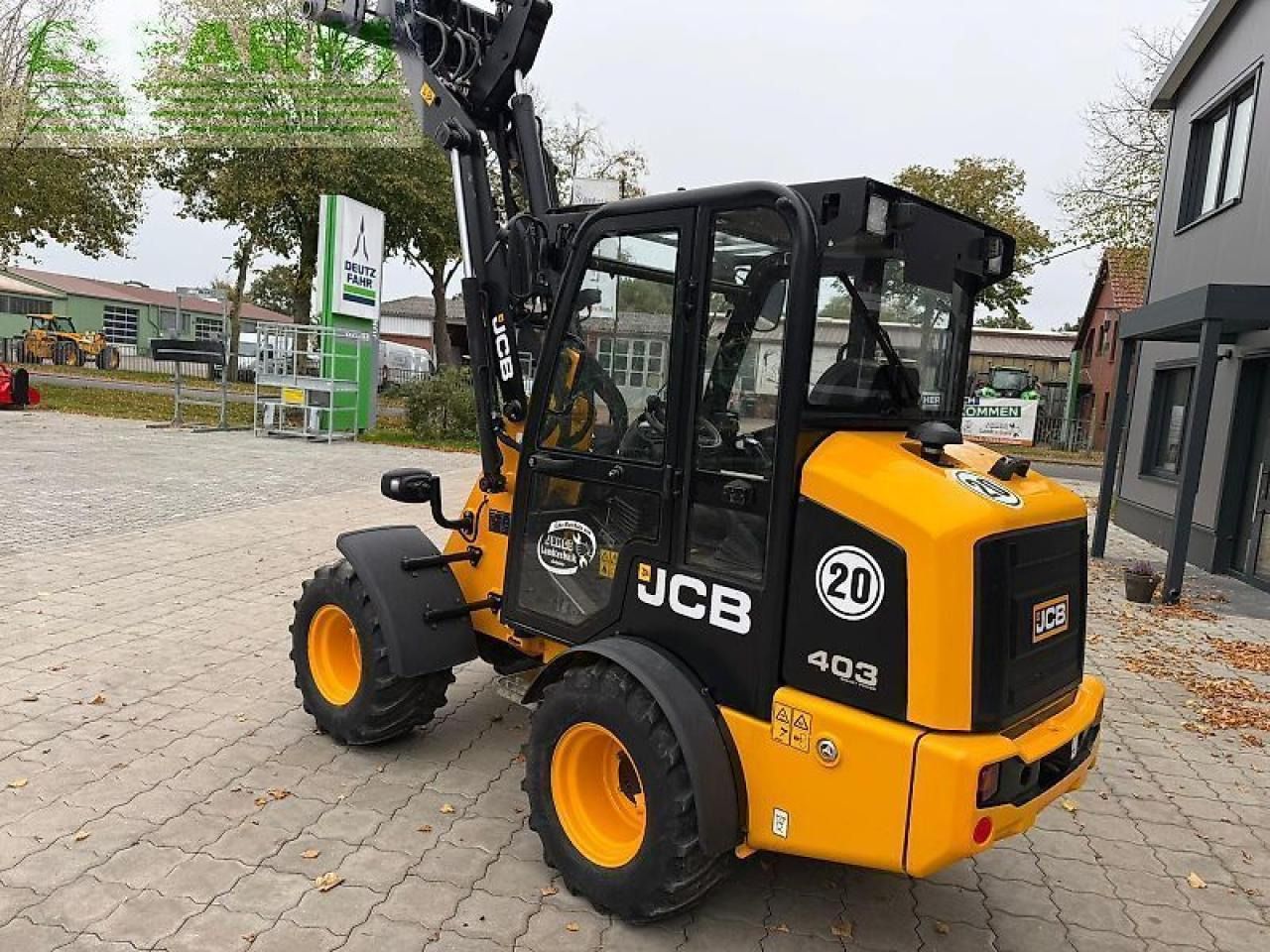 2022 JCB 403 Smart Power High Lift wheel loader, rear three-quarter view