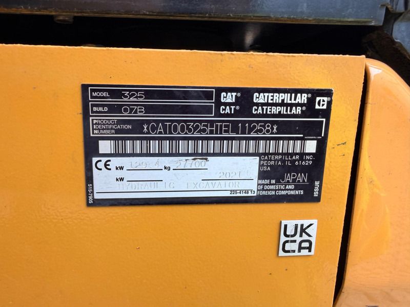 2021 Caterpillar 325-07B crawler excavator identification plate 2021 Caterpillar 325-07B crawler excavator identification plate