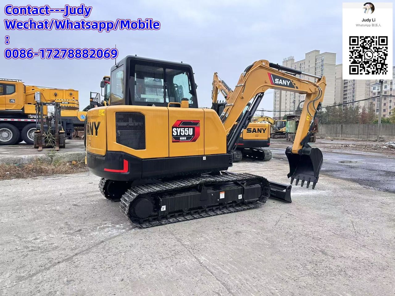 2026 Sany SY55U mini excavator, rear three-quarter view 2026 Sany SY55U mini excavator, rear three-quarter view