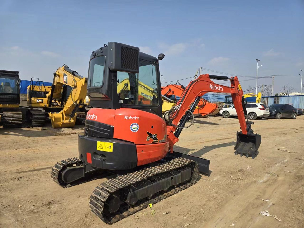 2021 Kubota U35 mini excavator, rear three-quarter view