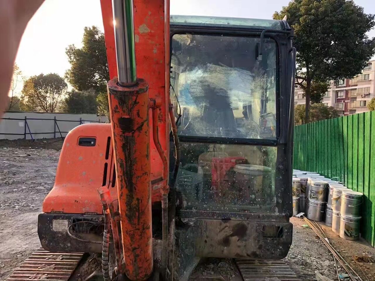 2024 Doosan DX60 mini excavator, close-up of cab and boom 2024 Doosan DX60 mini excavator, close-up of cab and boom