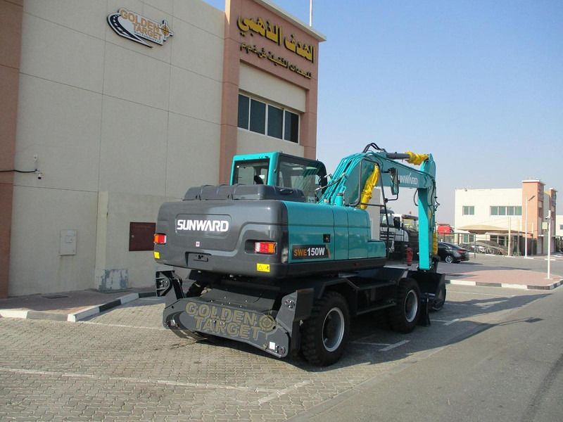 2024 Sunward SWE150W wheel excavator, rear three-quarter view
