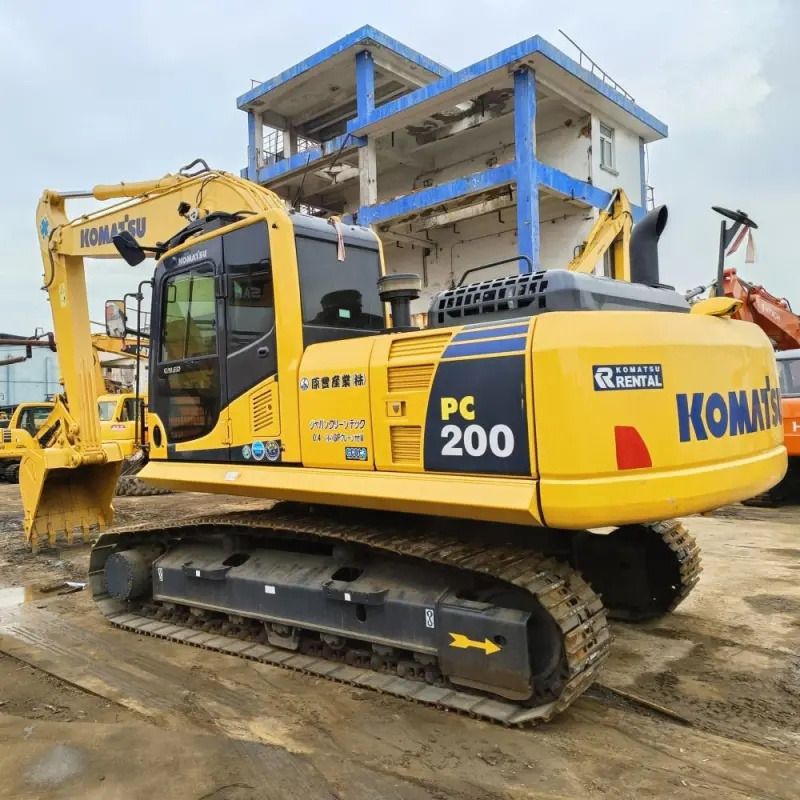2022 Komatsu PC200 crawler excavator, rear three-quarter view