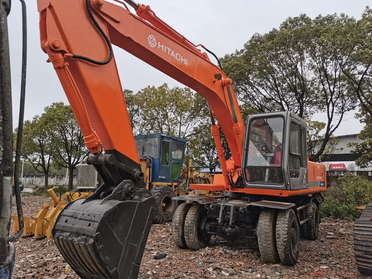 2015 Hitachi EX160WD wheel excavator, front three-quarter view 2015 Hitachi EX160WD wheel excavator, front three-quarter view