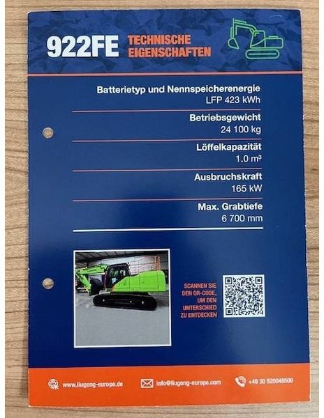 2025 LiuGong 922FE crawler excavator technical specification sheet