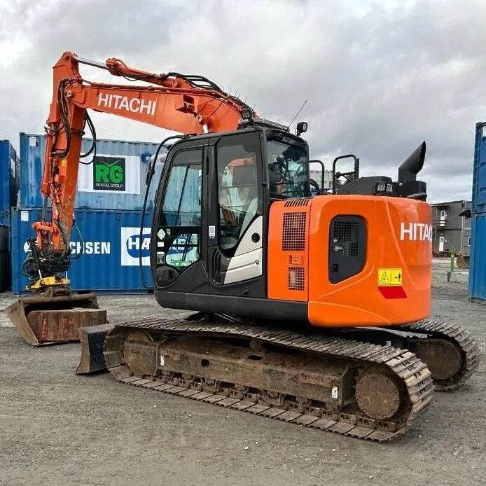 Hitachi ZX135 Crawler Excavator, side view Hitachi ZX135 Crawler Excavator, side view