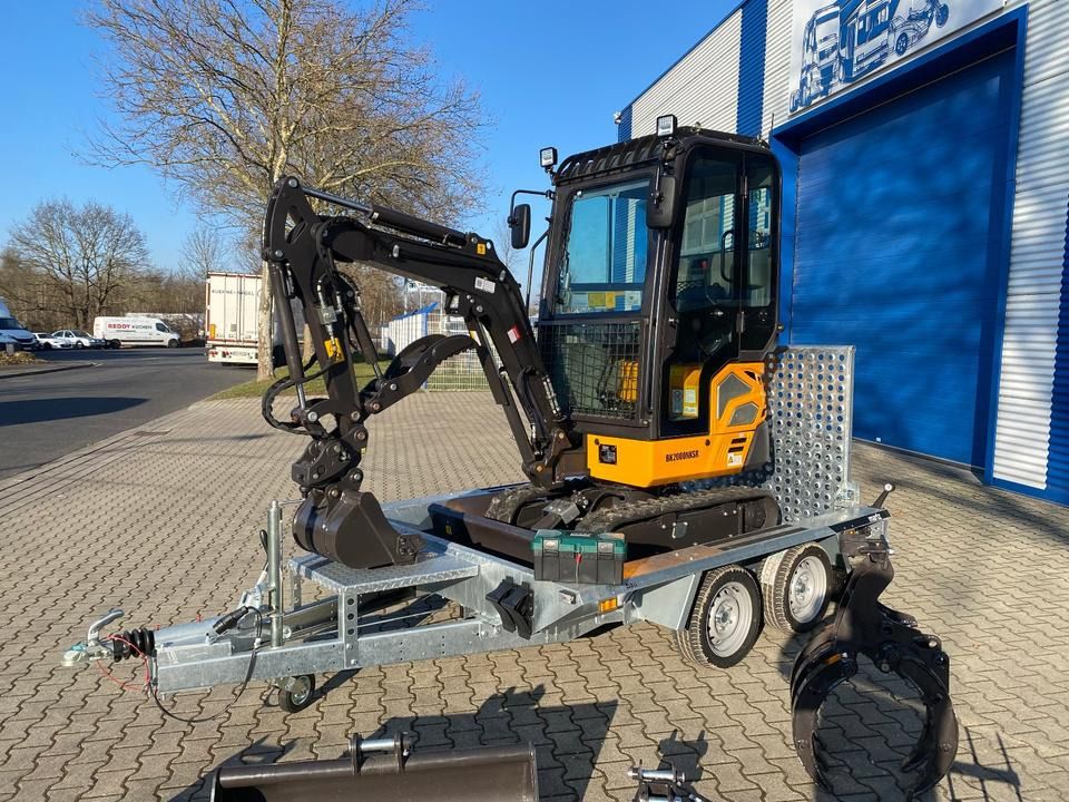 Berger Kraus BK2000NKSR mini excavator on trailer Berger Kraus BK2000NKSR mini excavator on trailer