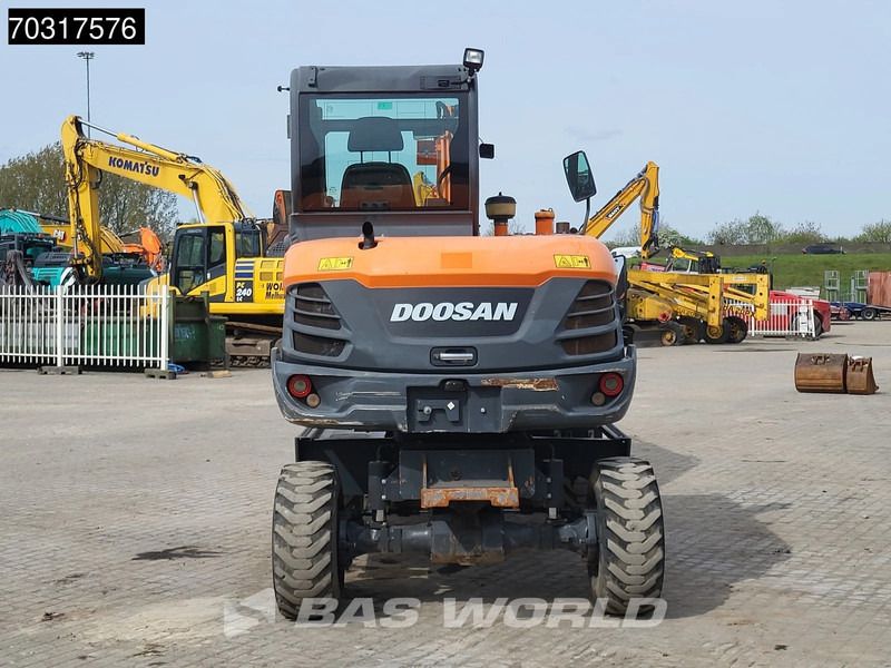 2019 Doosan DX57W-5 wheel excavator, front three-quarter view