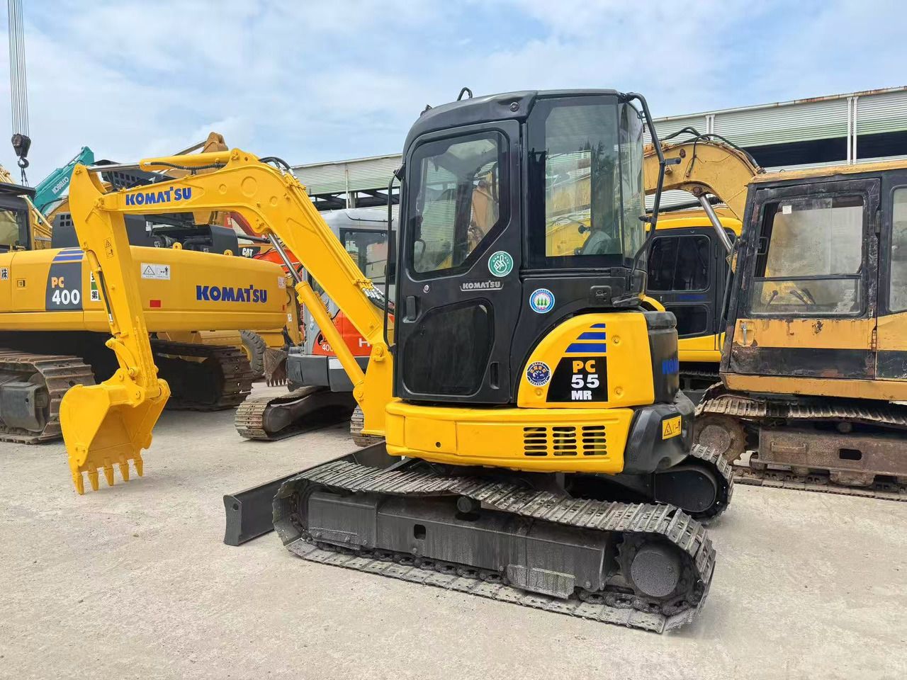 2018 Komatsu PC55MR mini excavator, three-quarter view