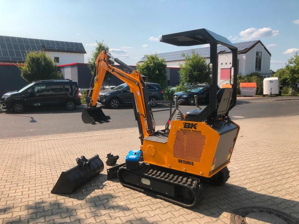 2026 Berger Kraus BK1500JS mini excavator, rear three-quarter view