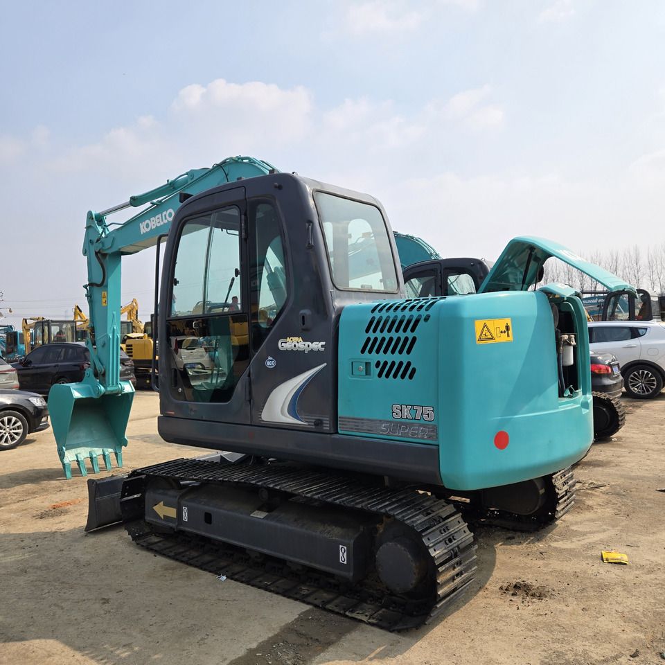 2022 Kobelco SK75-8 mini excavator, rear three-quarter view