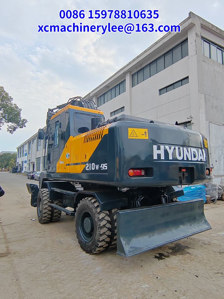 2022 Hyundai 210W-9S wheel excavator, rear three-quarter view