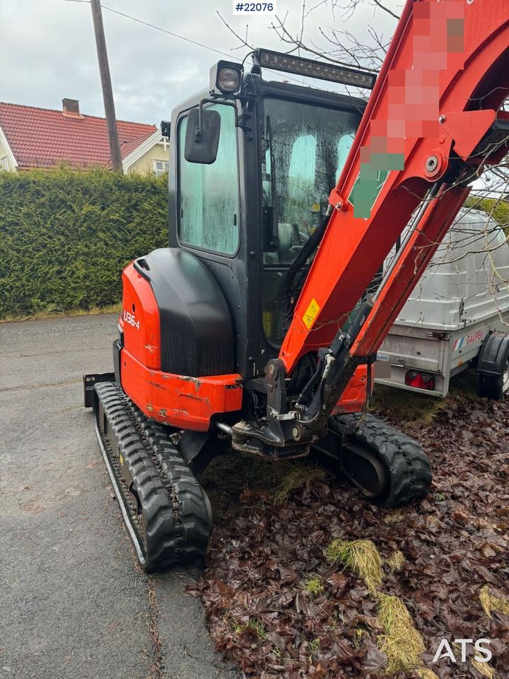 2020 Kubota U36-4 mini excavator, rear three-quarter view