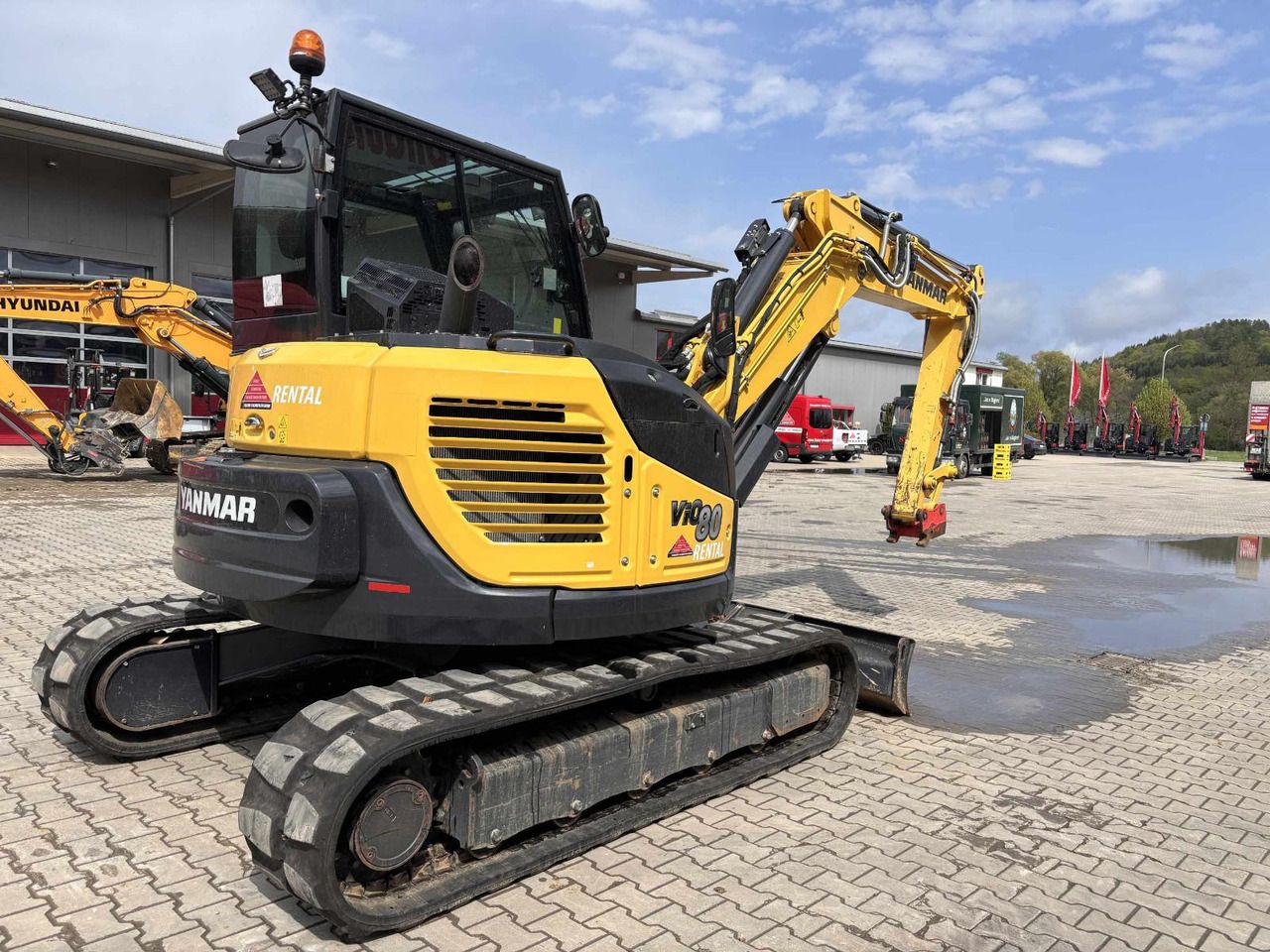 2021 Yanmar VIO80-2PB mini excavator, rear three-quarter view