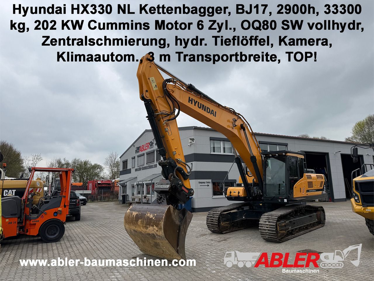 2017 Hyundai HX330 NL crawler excavator, front three-quarter view 2017 Hyundai HX330 NL crawler excavator, front three-quarter view