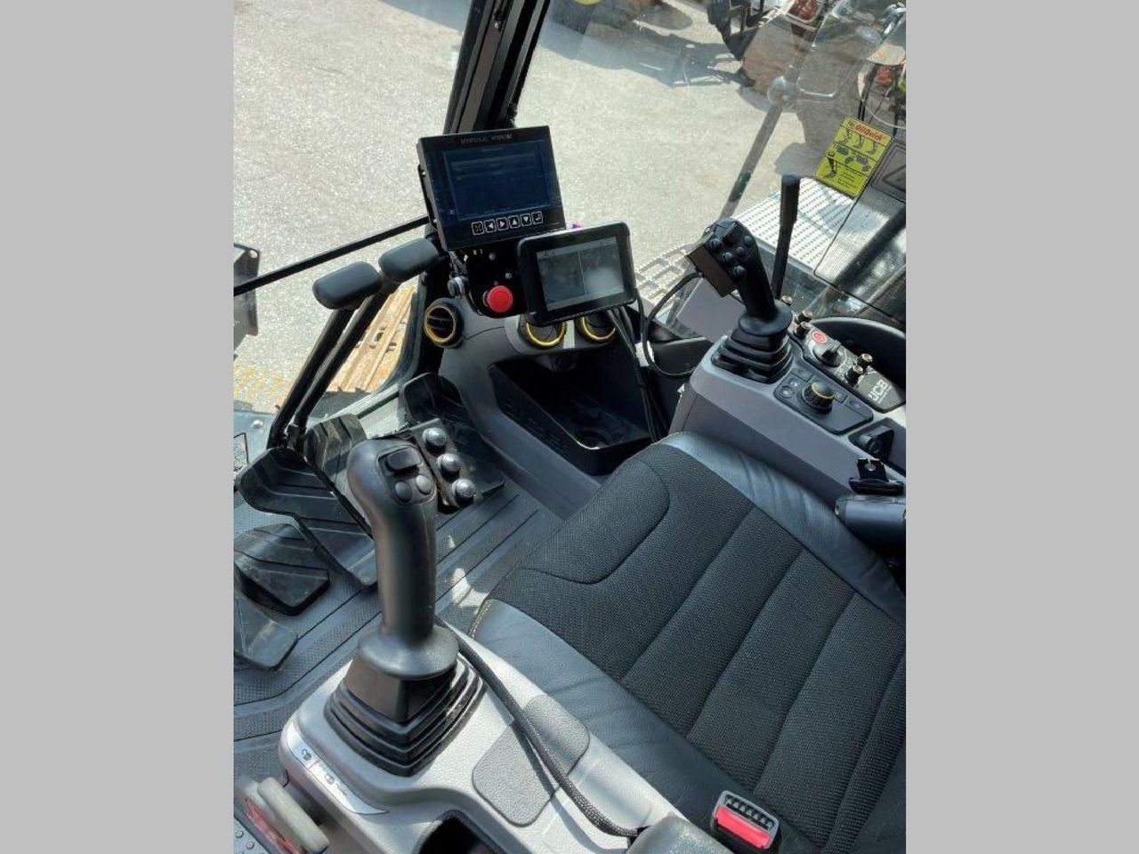 JCB 150X LC Crawler Excavator interior cab view JCB 150X LC Crawler Excavator interior cab view