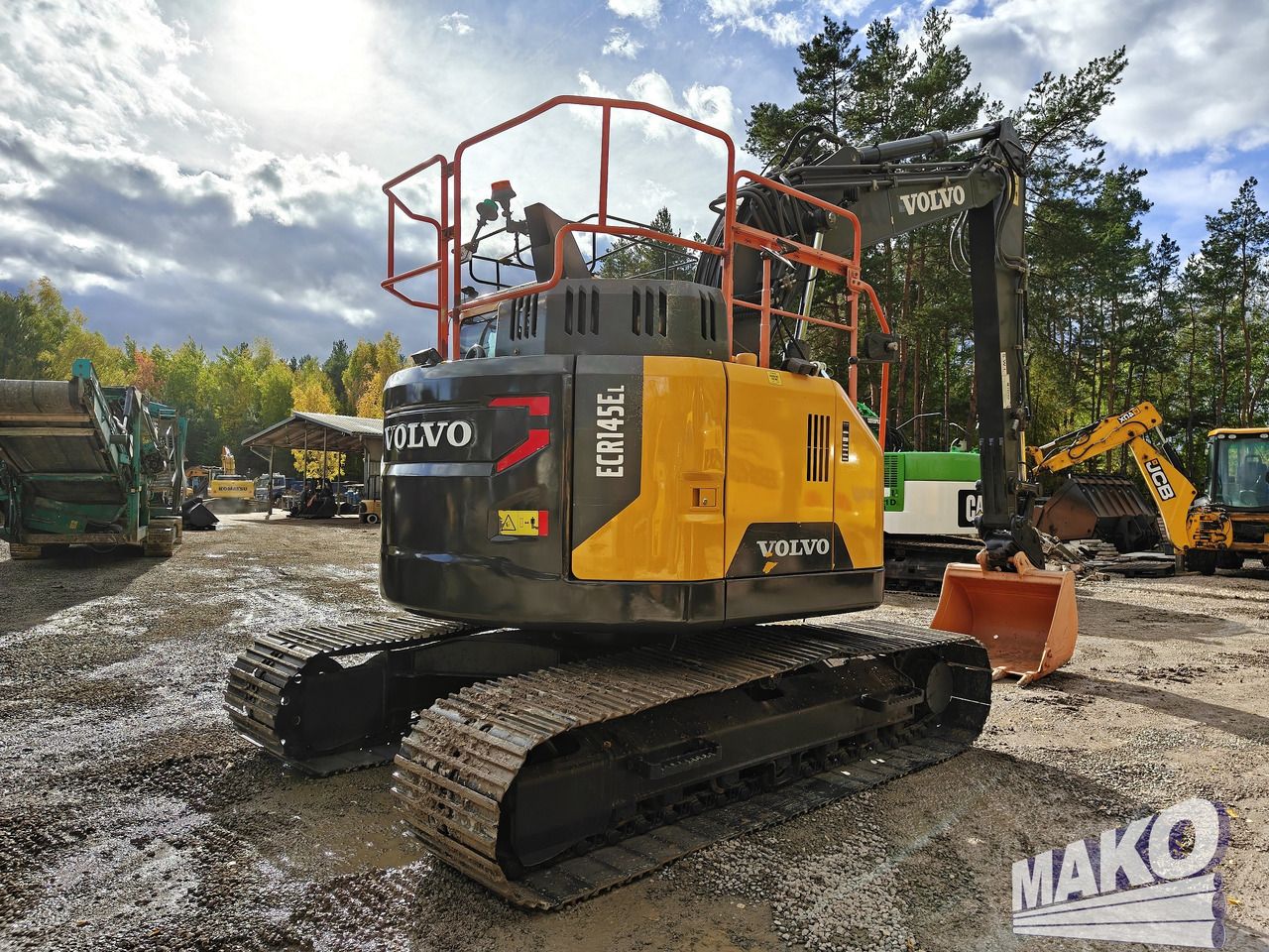 2018 Volvo ECR145EL crawler excavator, rear three-quarter view 2018 Volvo ECR145EL crawler excavator, rear three-quarter view