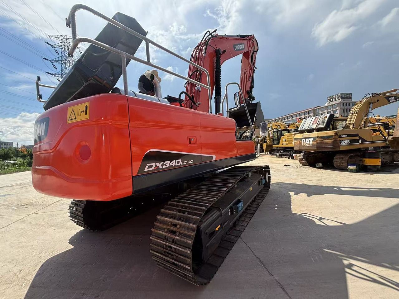 2023 Doosan DX340LC-9C crawler excavator rear three-quarter view